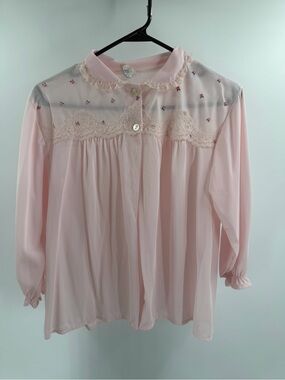 Vintage pyjama top, Philmaid, 1970s pink pjs, 70s sleepwear bed jacket medium